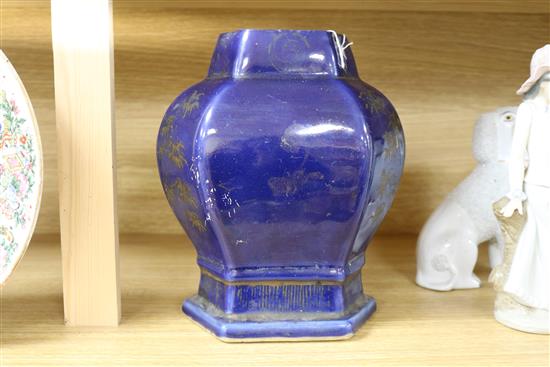 A Chinese blue ground vase, 18th/19th century height 24.5cm